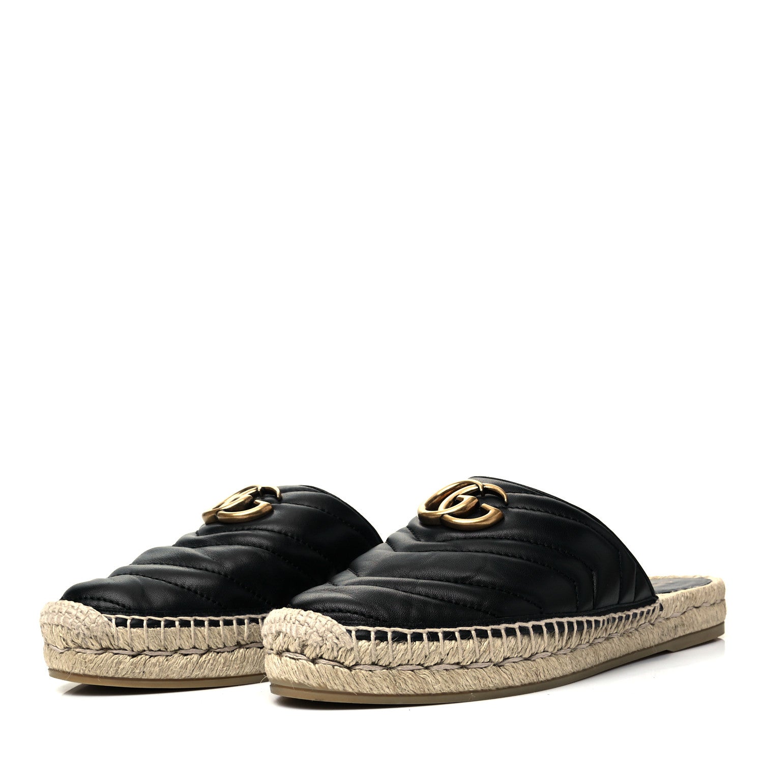 Gucci Nappa Matelasse GG Marmont Espadrille Slippers 37 Black 3 of 8