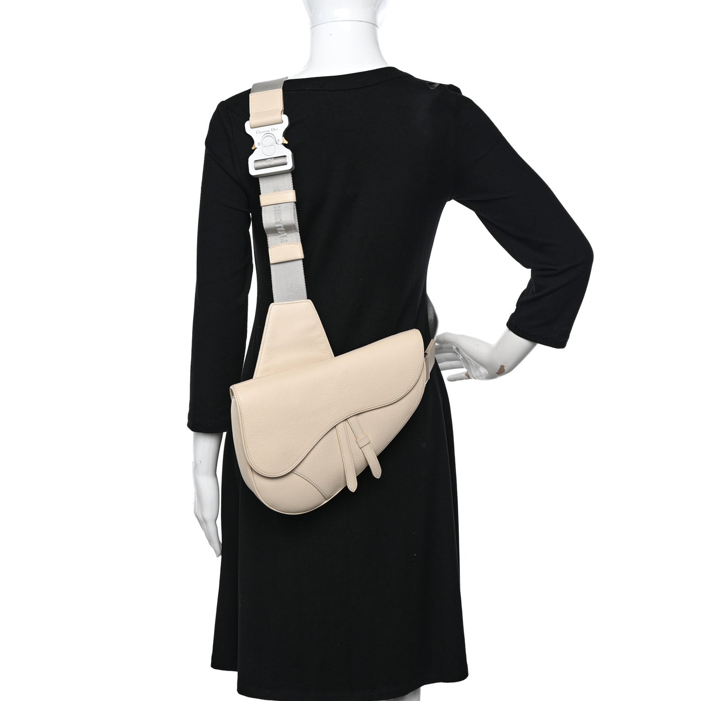 Grained Calfskin Mens Saddle Bag Latte