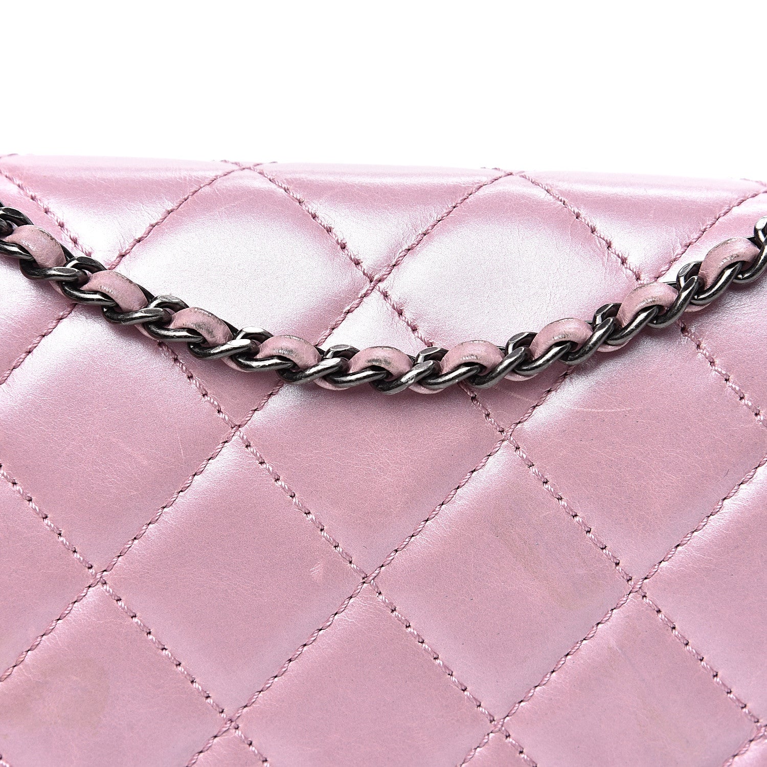 Chanel Glazed Calfskin Quilted Coco Pleats Flap Pink 17 of 19