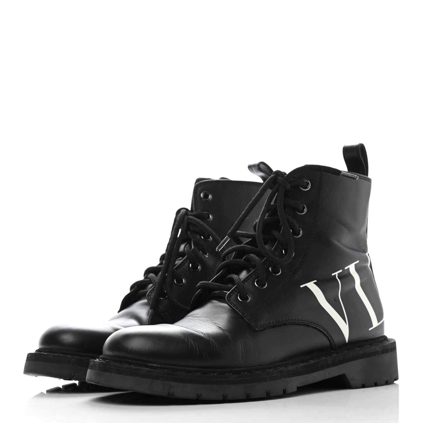 Calfskin VLTN 20mm Combat Boots 36.5 Black White