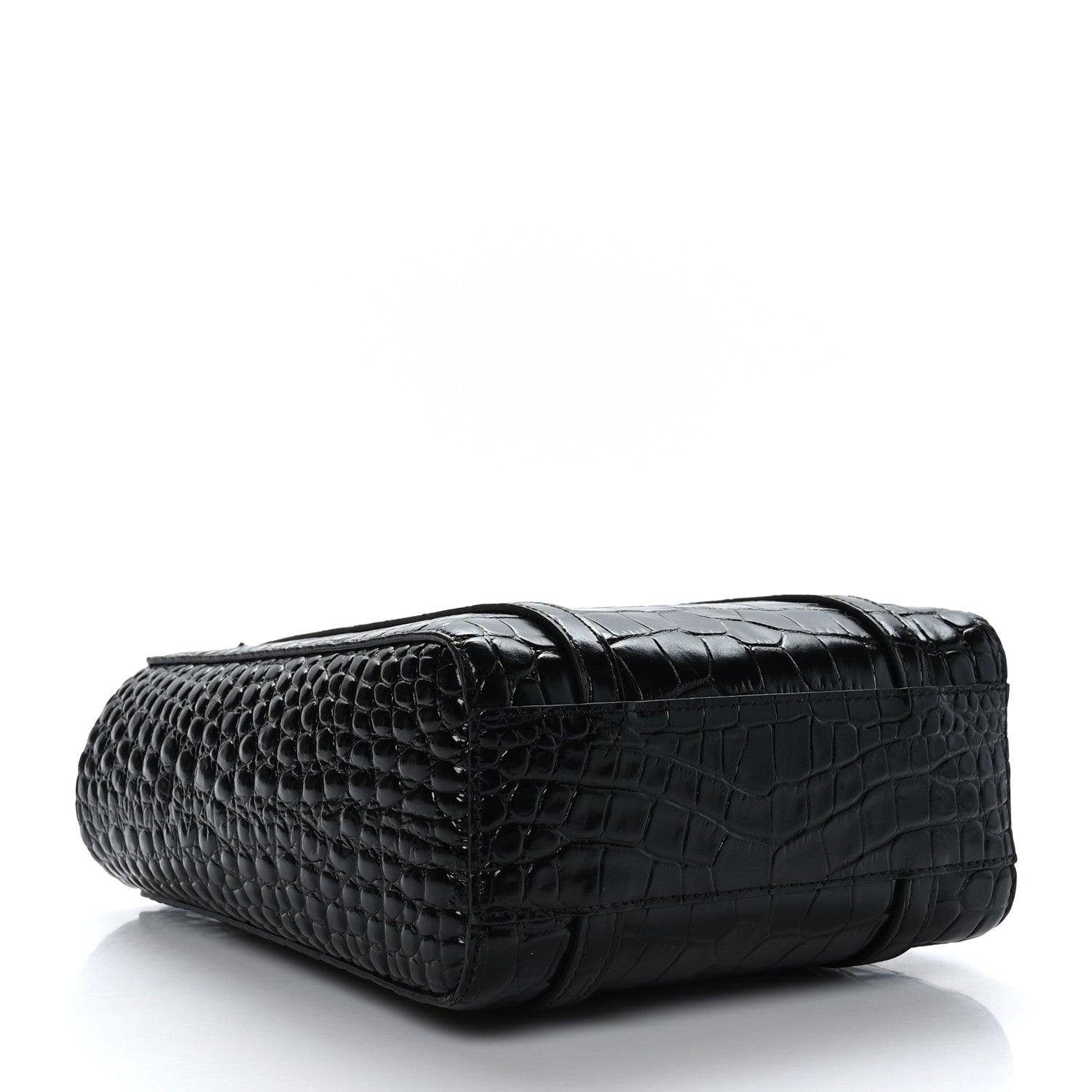 Balenciaga Shiny Calfskin Logo Crocodile Embossed XXS Everyday Tote Black 4 of 8