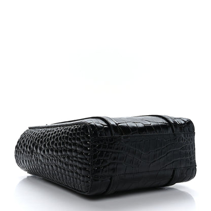 Balenciaga Shiny Calfskin Logo Crocodile Embossed XXS Everyday Tote Black 4 of 8
