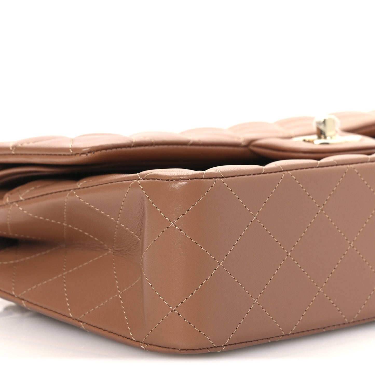 Lambskin Quilted Medium Double Flap Brown