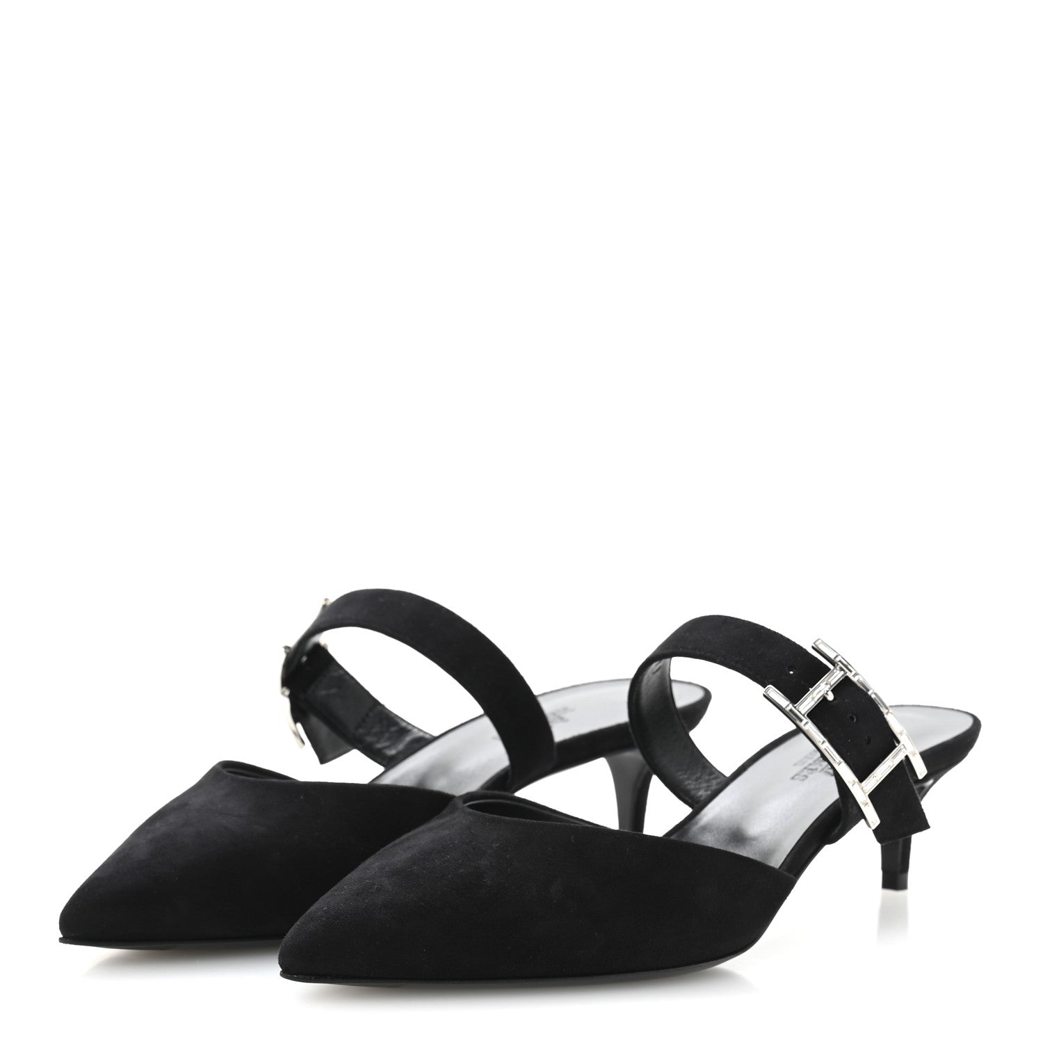 Hermes Suede Goatskin Blink Mules 36 Black 4 of 10