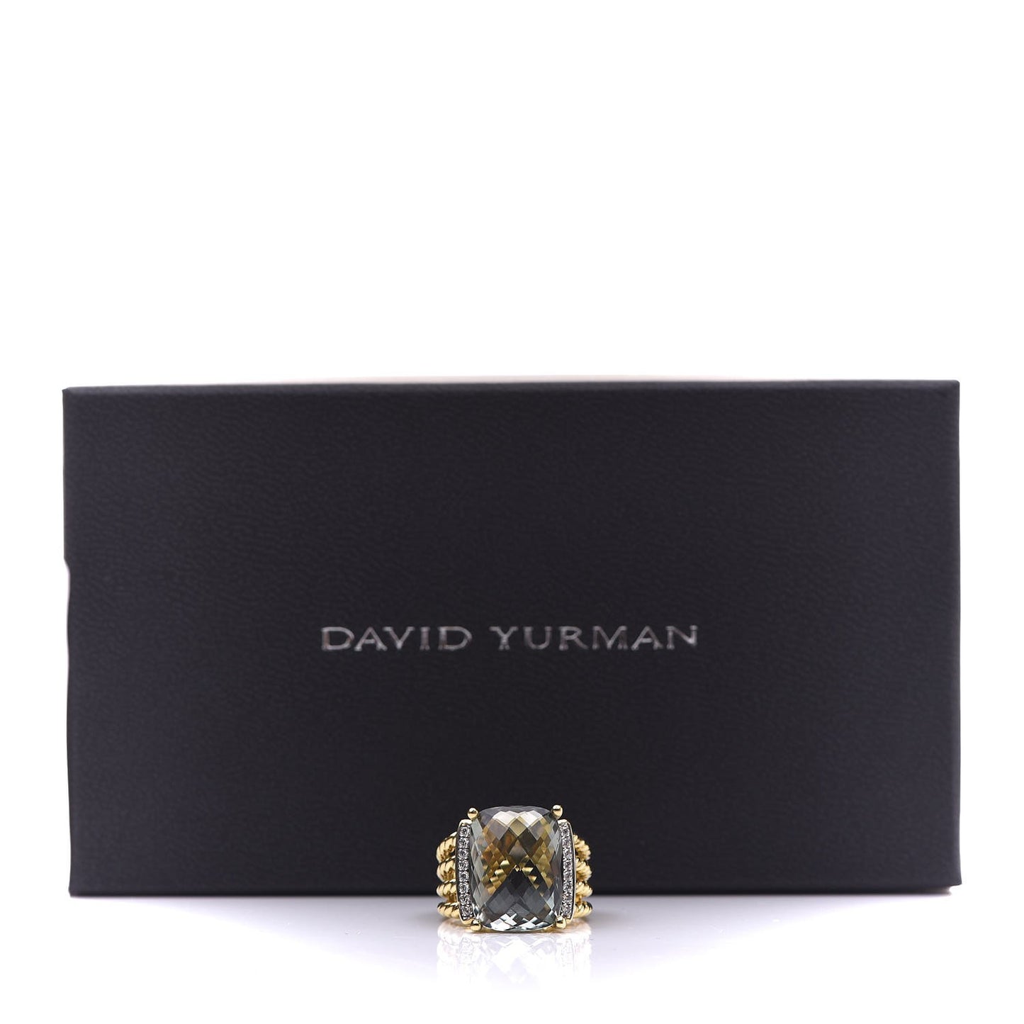 18K Yellow Gold Diamond Prasiolite 16mm Wheaton Ring 52 6