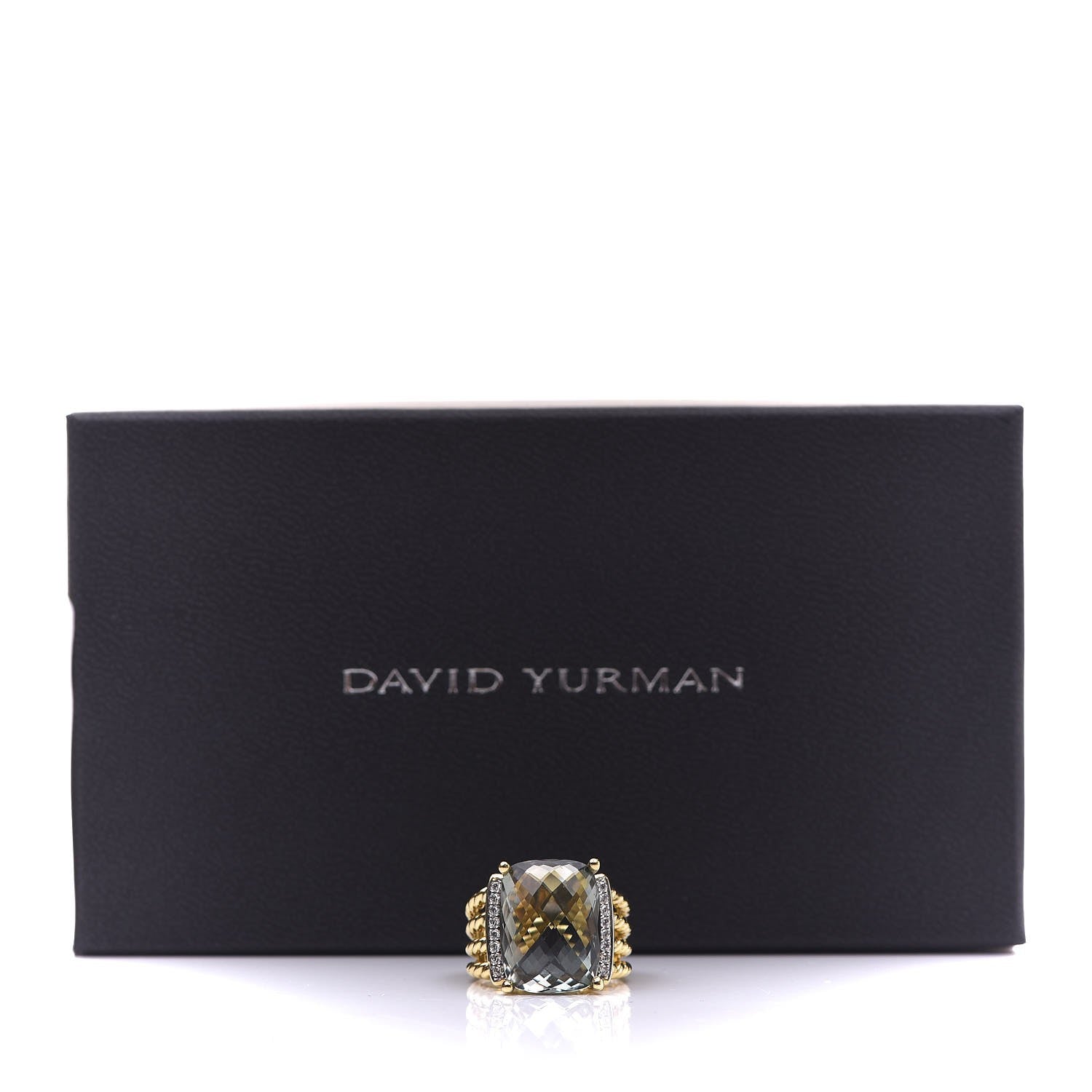 David Yurman 18K Yellow Gold Diamond Prasiolite 16mm Wheaton Ring 52 6 6 of 11