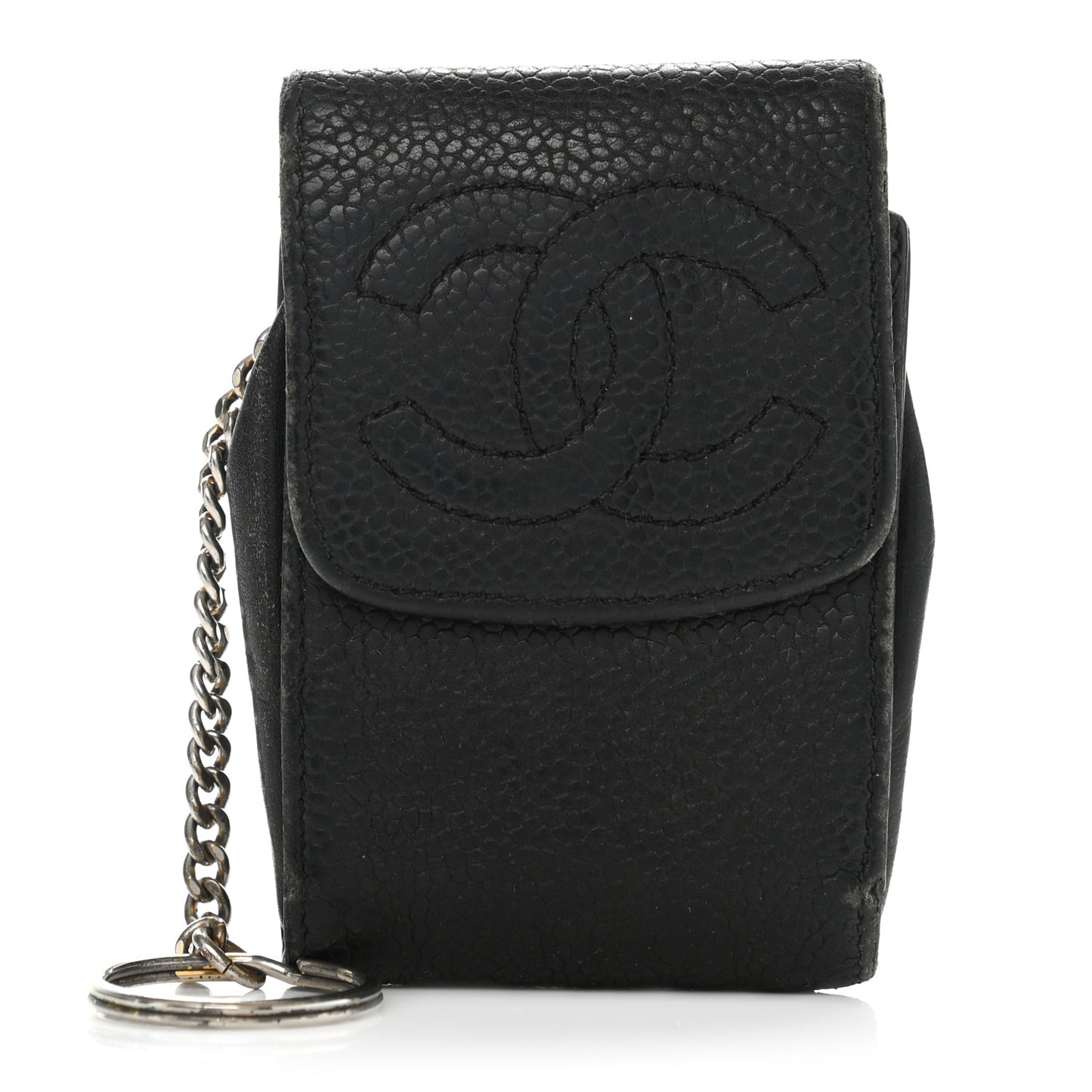 Caviar Timeless CC Key Holder Bag Charm Black