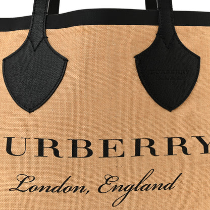 Burberry Raffia Logo Print Medium The Giant Reversible Tote Black 8 of 10