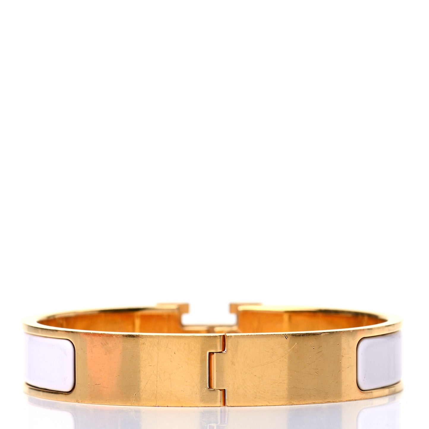 Enamel Narrow Clic Clac H Bracelet PM White