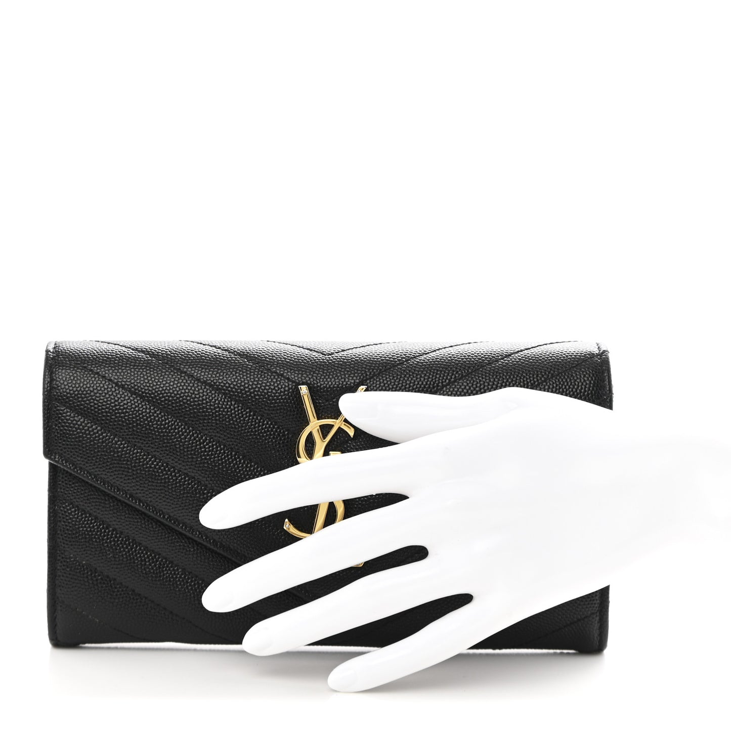 Grain De Poudre Matelasse Chevron Monogram Flap Wallet Black