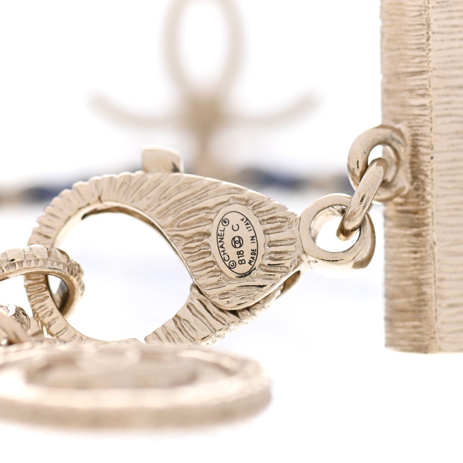 Chanel Metal Lambskin CC Chain Link Bracelet Blue 4 of 5