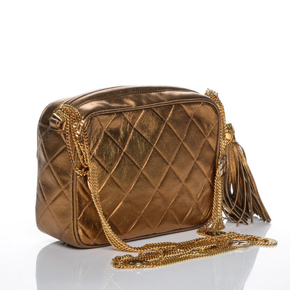 Chanel Metallic Lambskin Quilted Tassel Camera Case Bronze 3 of 8