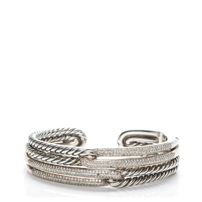 David Yurman Sterling Silver Diamond Double Loop Labyrinth Bracelet 1 of 7