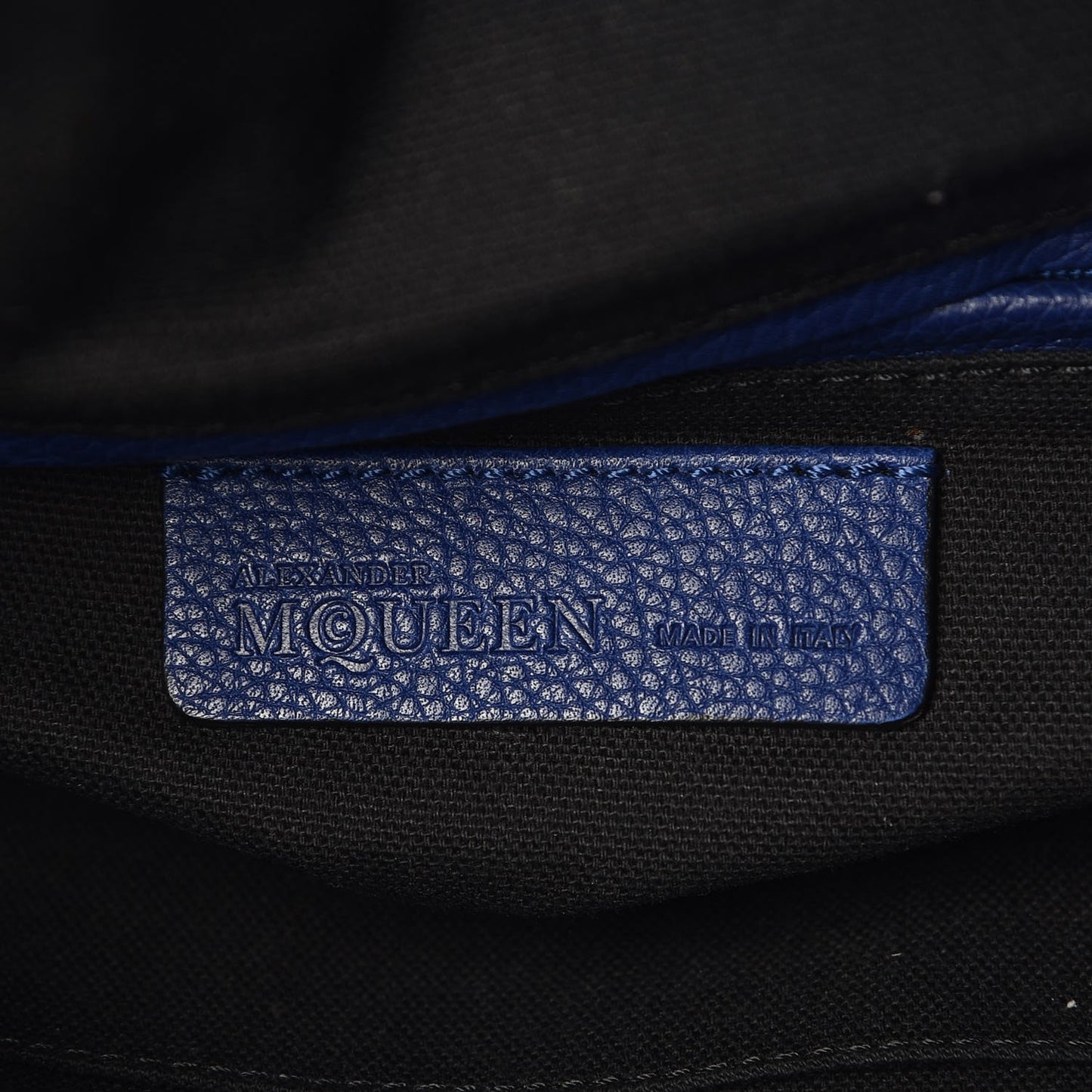 Grainy Calfskin Padlock Skull Clutch Blue