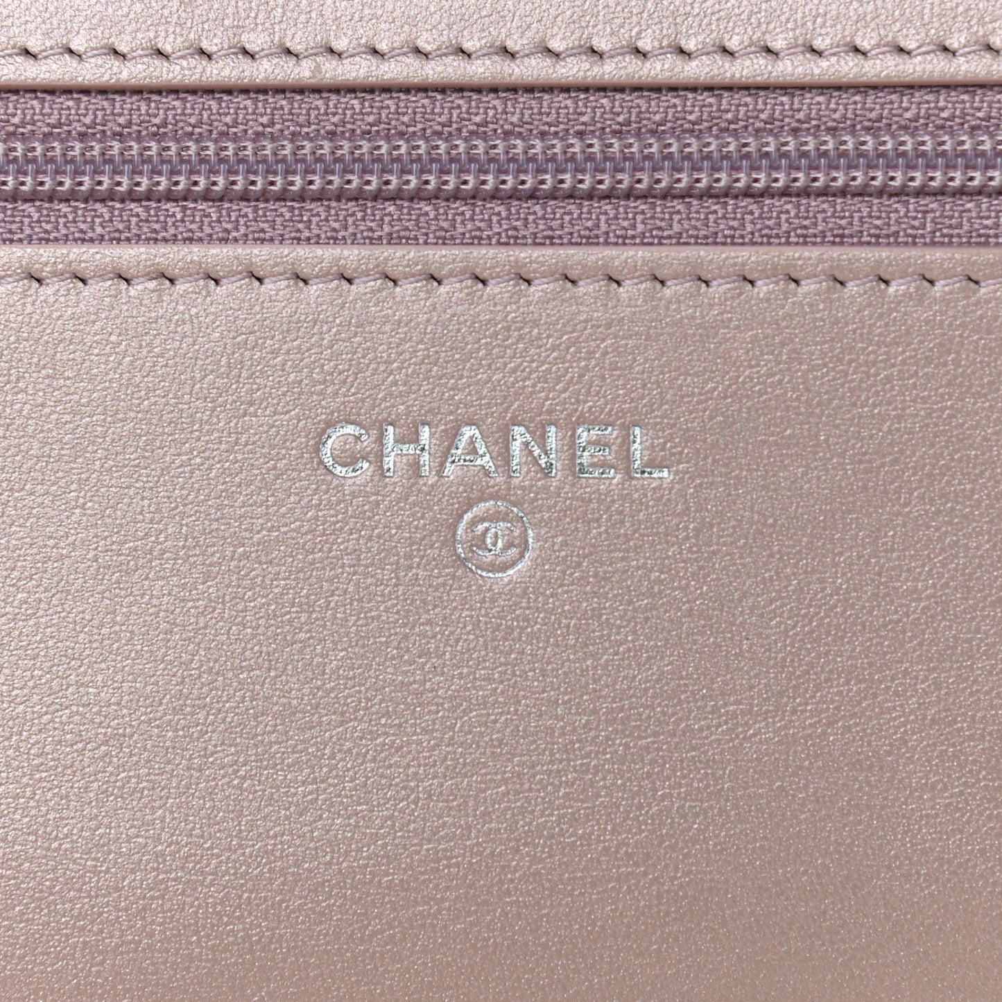 Goatskin Camellia Embossed Wallet On Chain WOC Light Pink