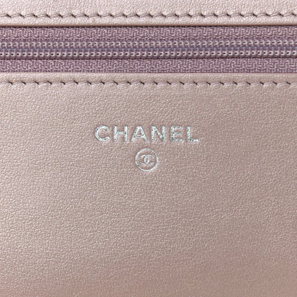 Chanel Goatskin Camellia Embossed Wallet On Chain WOC Light Pink 7 of 9