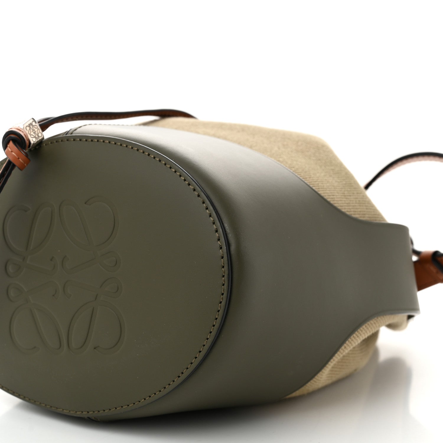 Loewe Canvas Calfskin Balloon Bucket Bag Khaki Tan 9 of 12