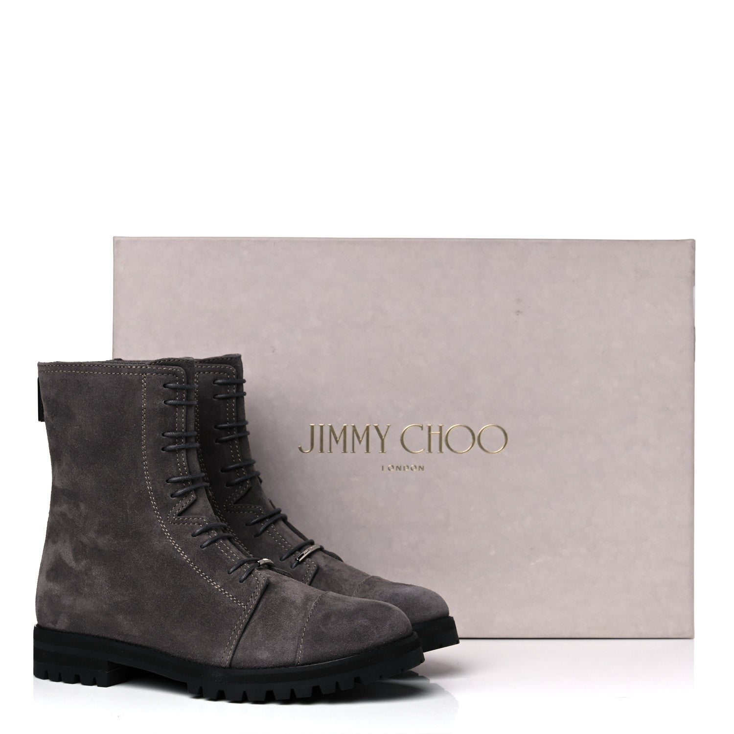Jimmy Choo Suede Piper Combat Boots 38 Dark Grey 12 of 12