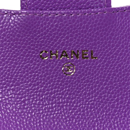 Chanel Caviar Quilted Flap Card Holder Wallet Purple 7 of 11