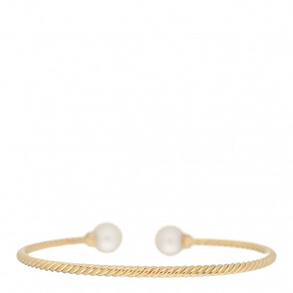 David Yurman 18K Yellow Gold Diamond Pearl 8.5mm Solari Bracelet 3 of 4