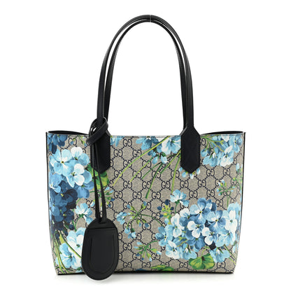 Gucci GG Supreme Monogram Blooms Small Reversible Tote Beige Blue Navy 1 of 10
