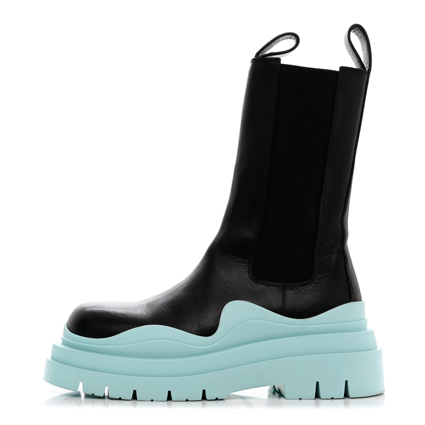 Calfskin The Tire Chelsea Boots 36.5 Black Pale Blue