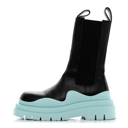 Bottega Veneta Calfskin The Tire Chelsea Boots 36.5 Black Pale Blue 1 of 8