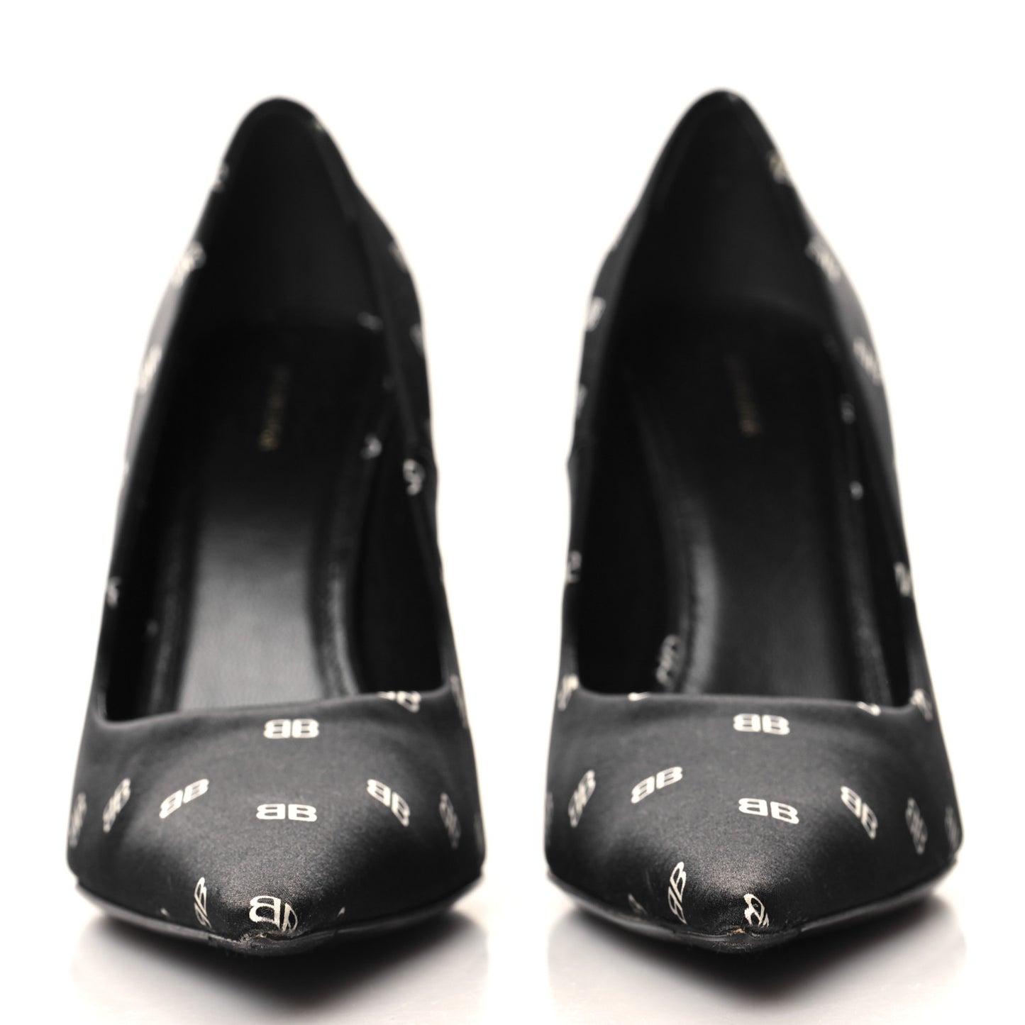 Crepe Satin BB Allover Logo Knife 100mm Pumps 36 Black