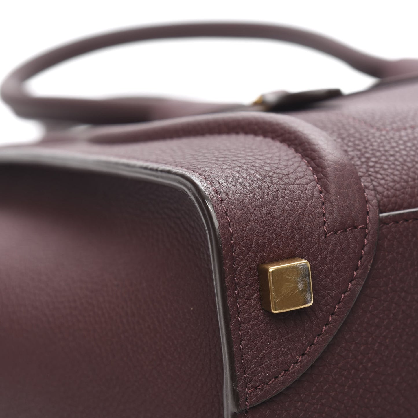 Baby Drummed Calfskin Micro Luggage Burgundy