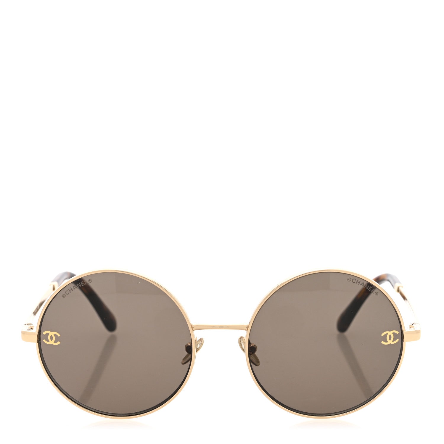 Chanel Metal Round Sunglasses 4268 Gold Tortoise 2 of 7