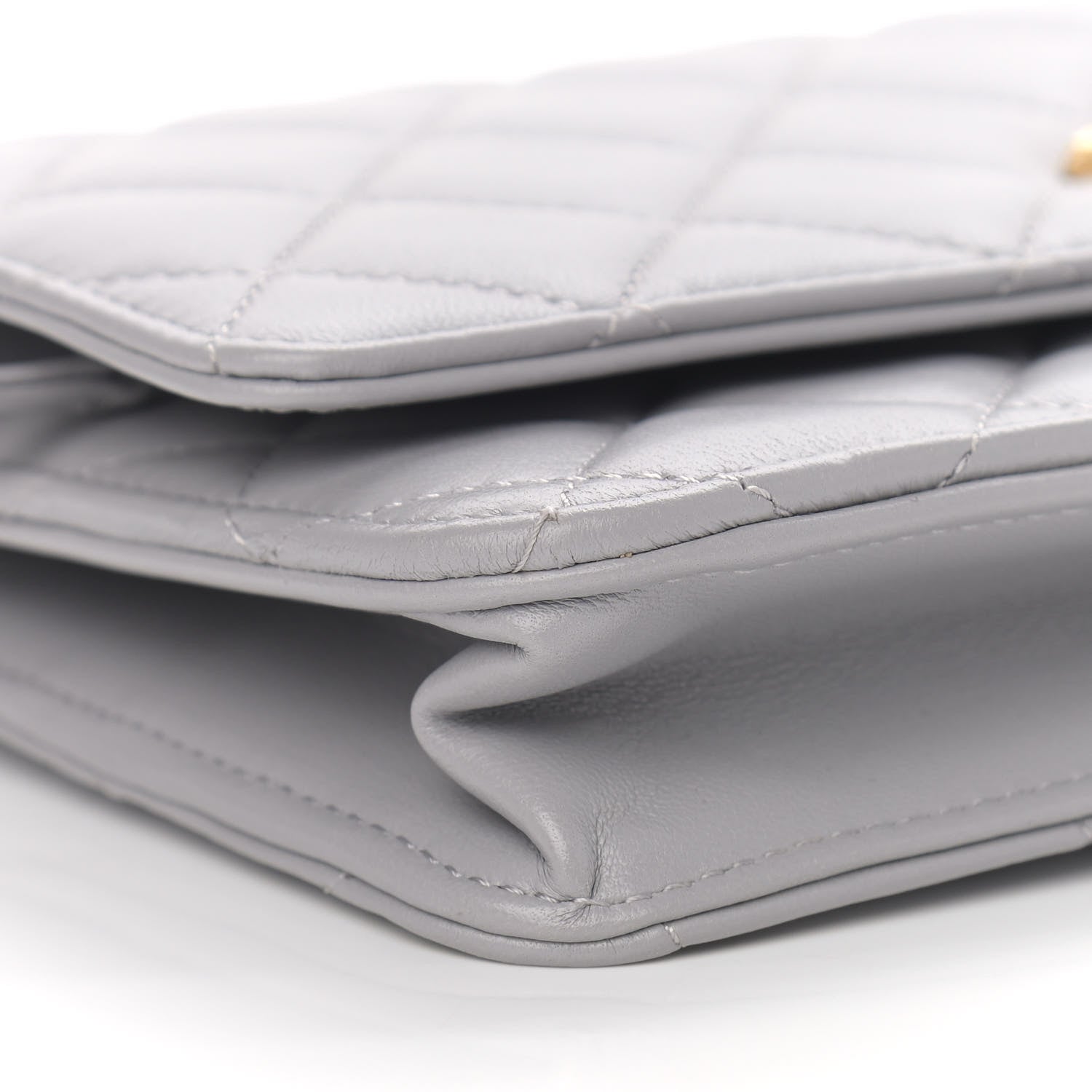 Chanel Lambskin Quilted CC Pearl Crush Wallet on Chain WOC Grey 9 of 11