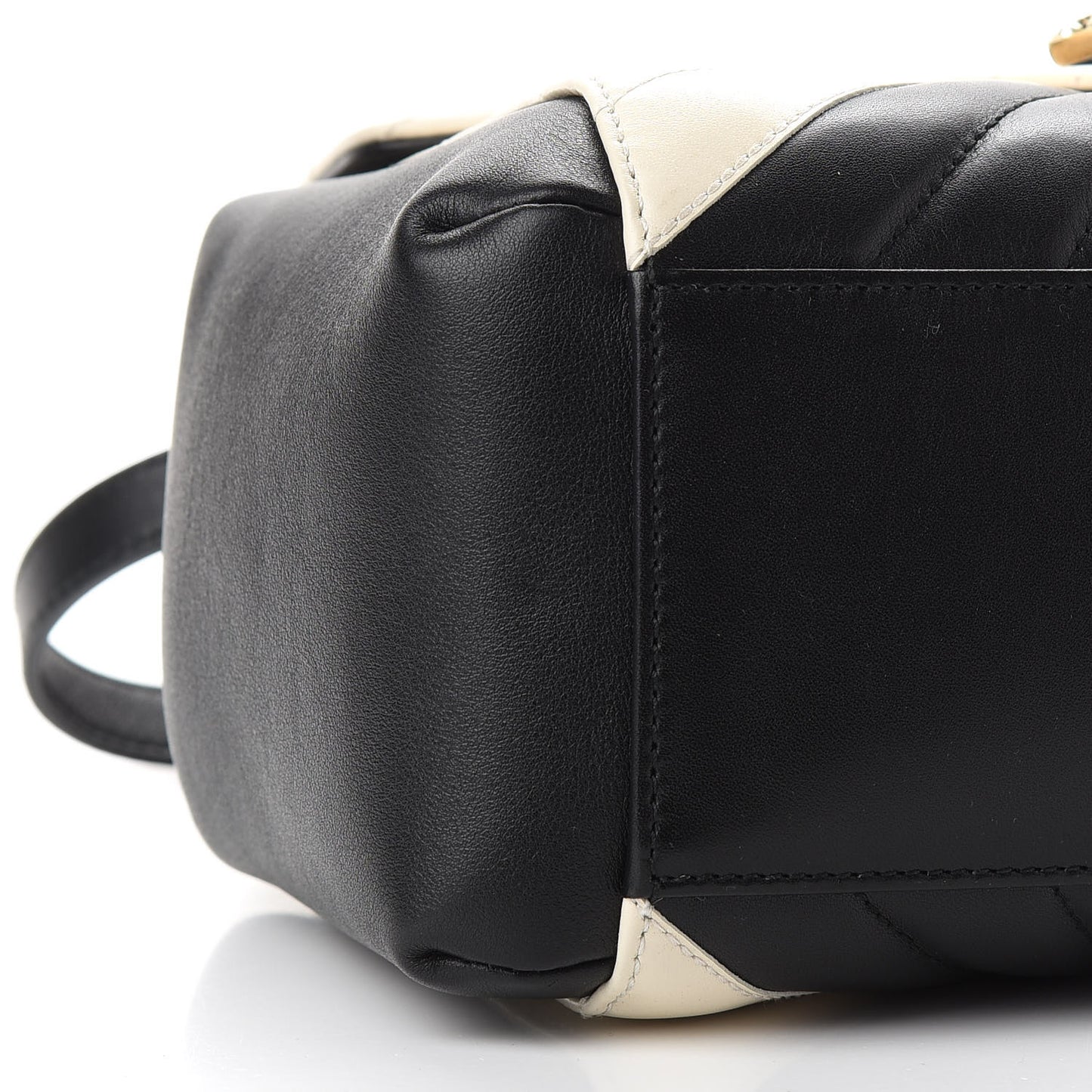 Calfskin Bamboo Trapuntata Queen Margaret Top Handle Bag Mystic White Black