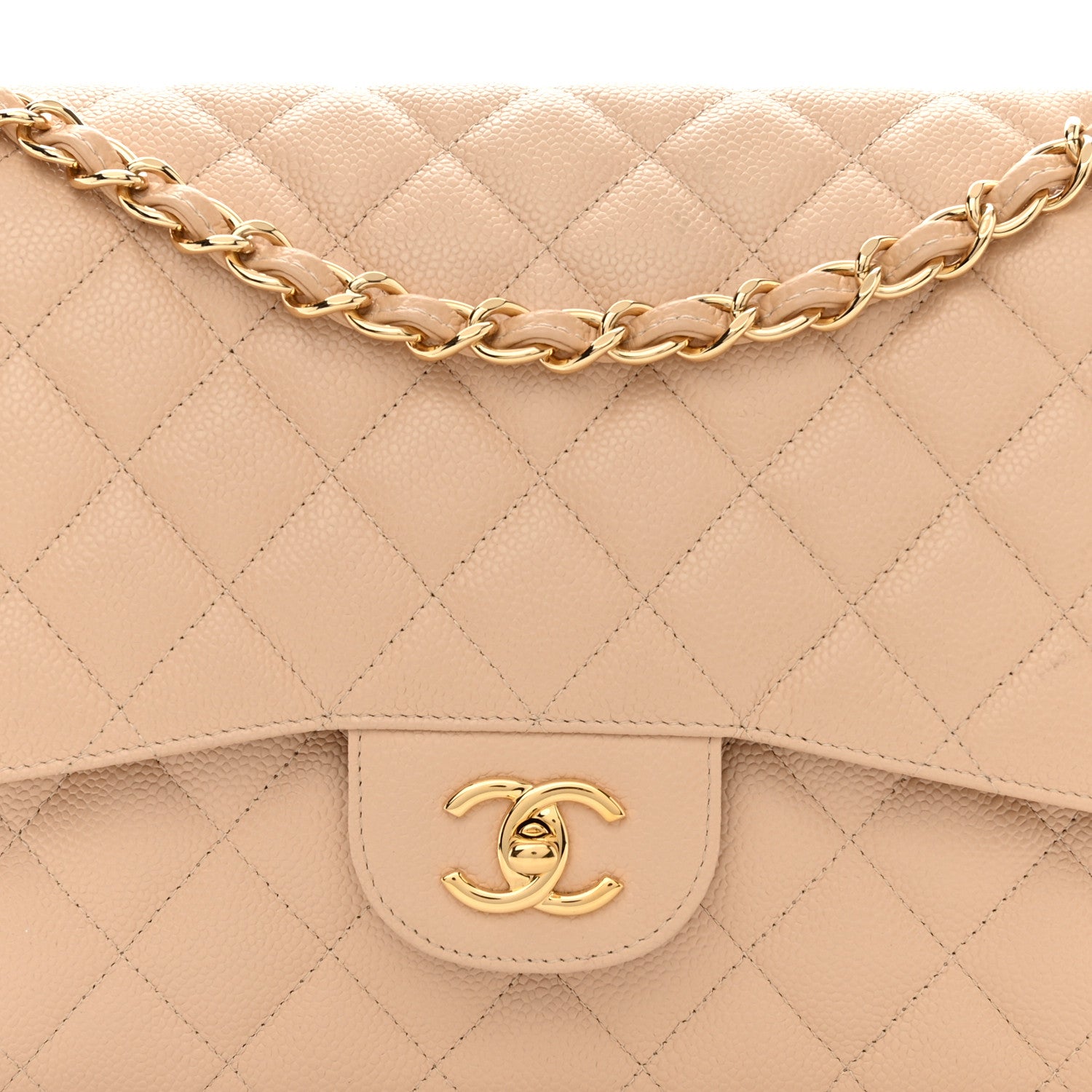 Chanel Caviar Quilted Jumbo Double Flap Beige Clair 8 of 12