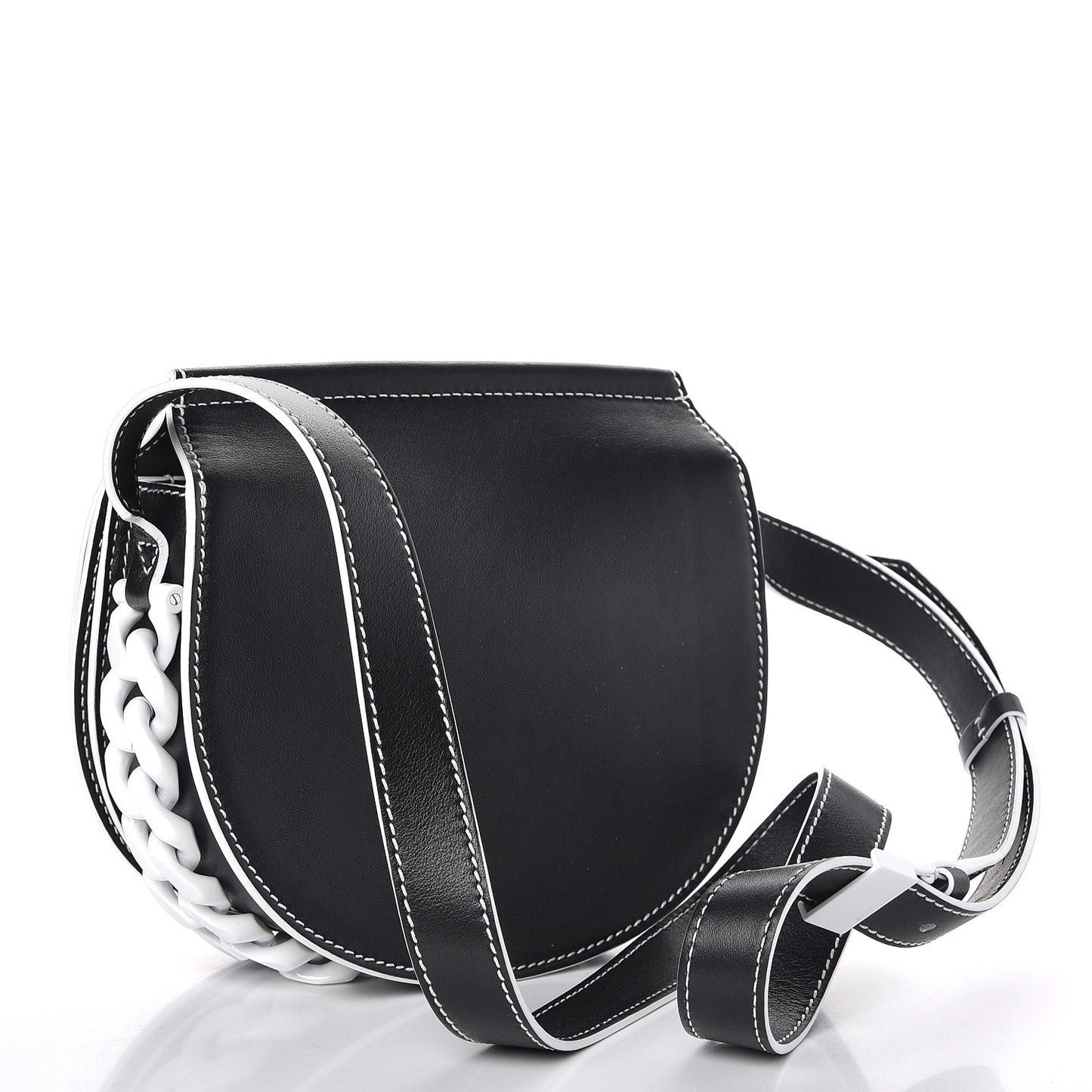 Calfskin Mini Infinity Saddle Bag Black White