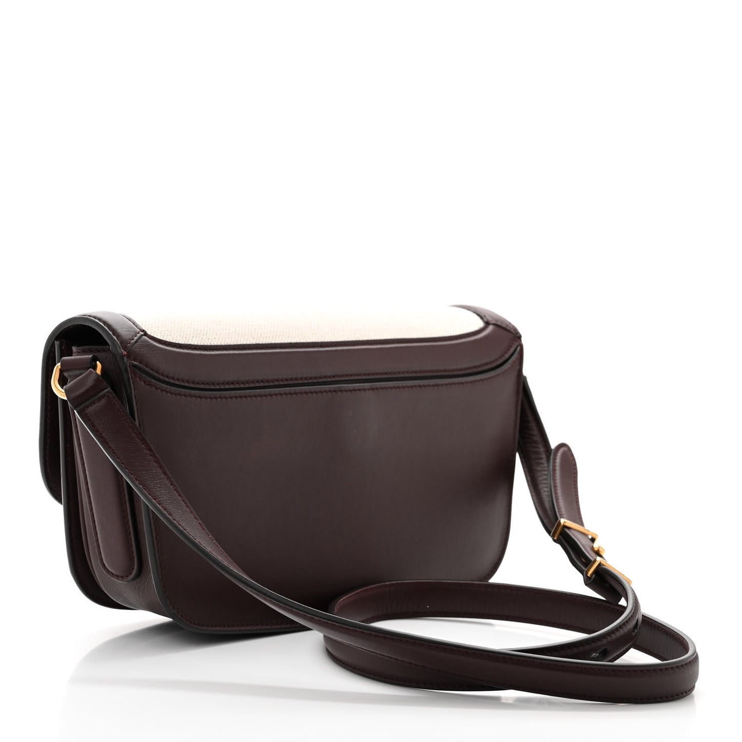 Calfskin Canvas Small Trapezio Crossbody Burgundy