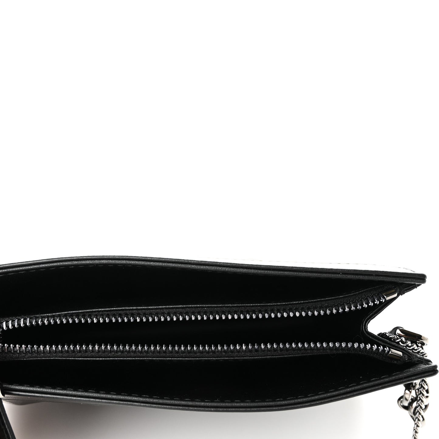Calfskin Macrocannage Diamond Caro Zipped Pouch With Chain Black