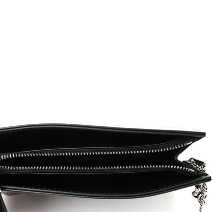 Christian Dior Calfskin Macrocannage Diamond Caro Zipped Pouch With Chain Black 5 of 10