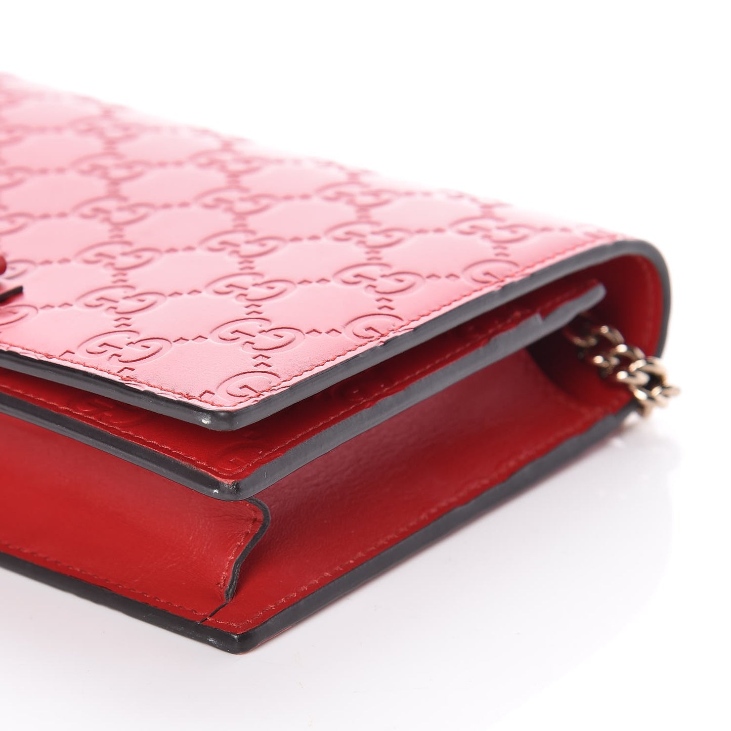 Guccissima Signature Bowy Chain Wallet Hibiscus Red