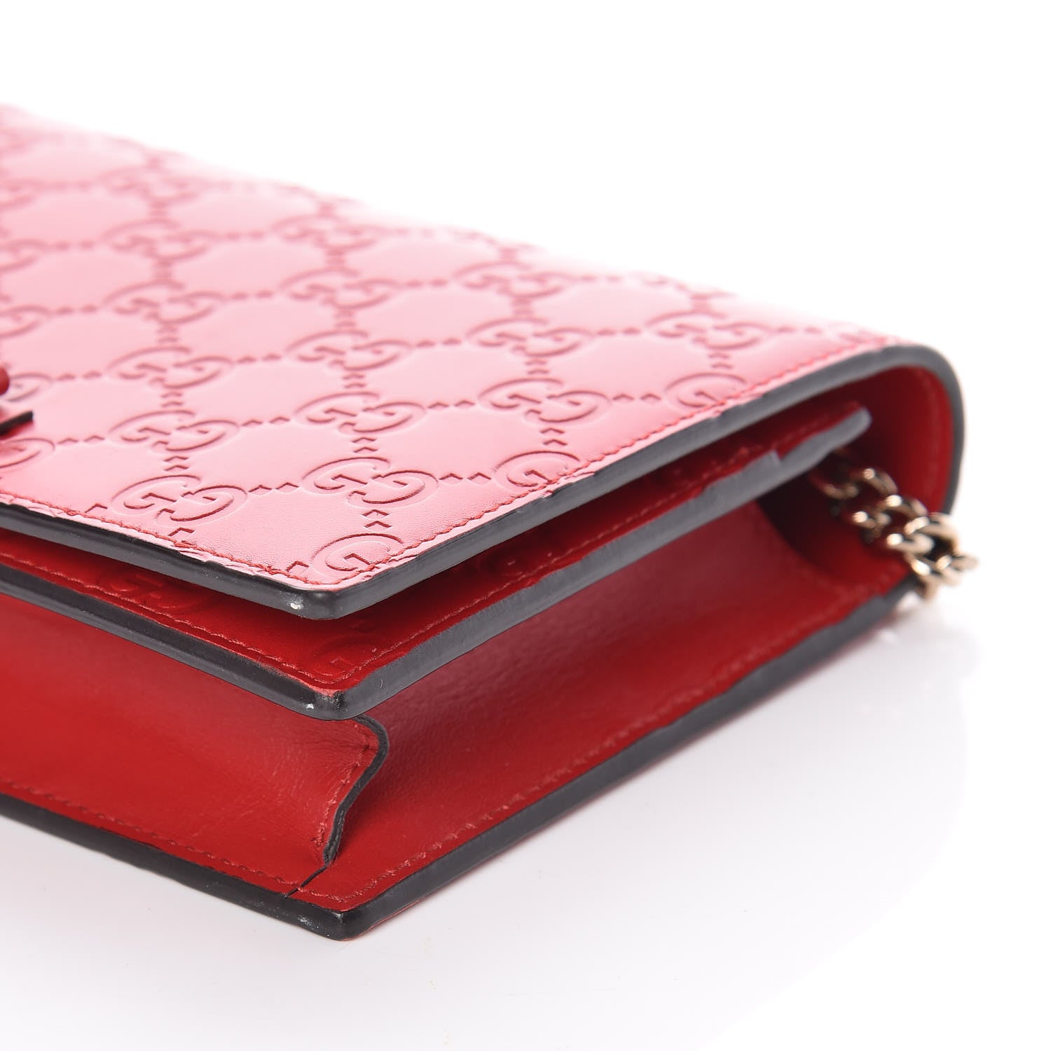 Gucci Guccissima Signature Bowy Chain Wallet Hibiscus Red 8 of 10