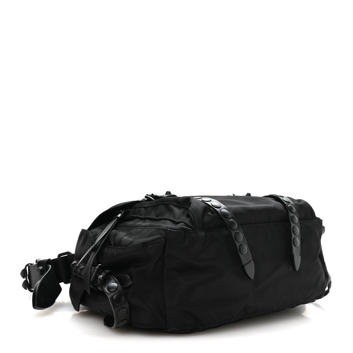 Prada Nylon New Vela Studded Messenger Bag Black 4 of 10