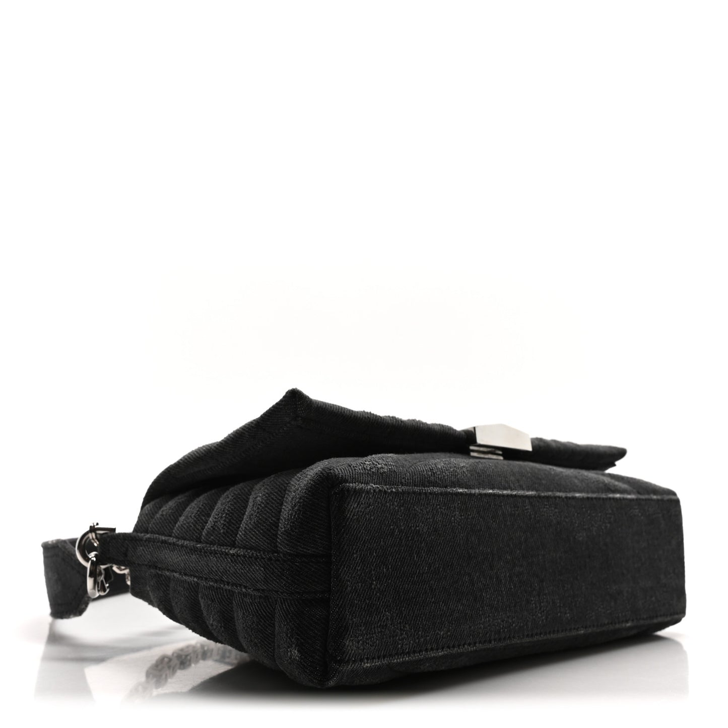 Distressed Denim Quilted Small 4G Shoulder Bag Black
