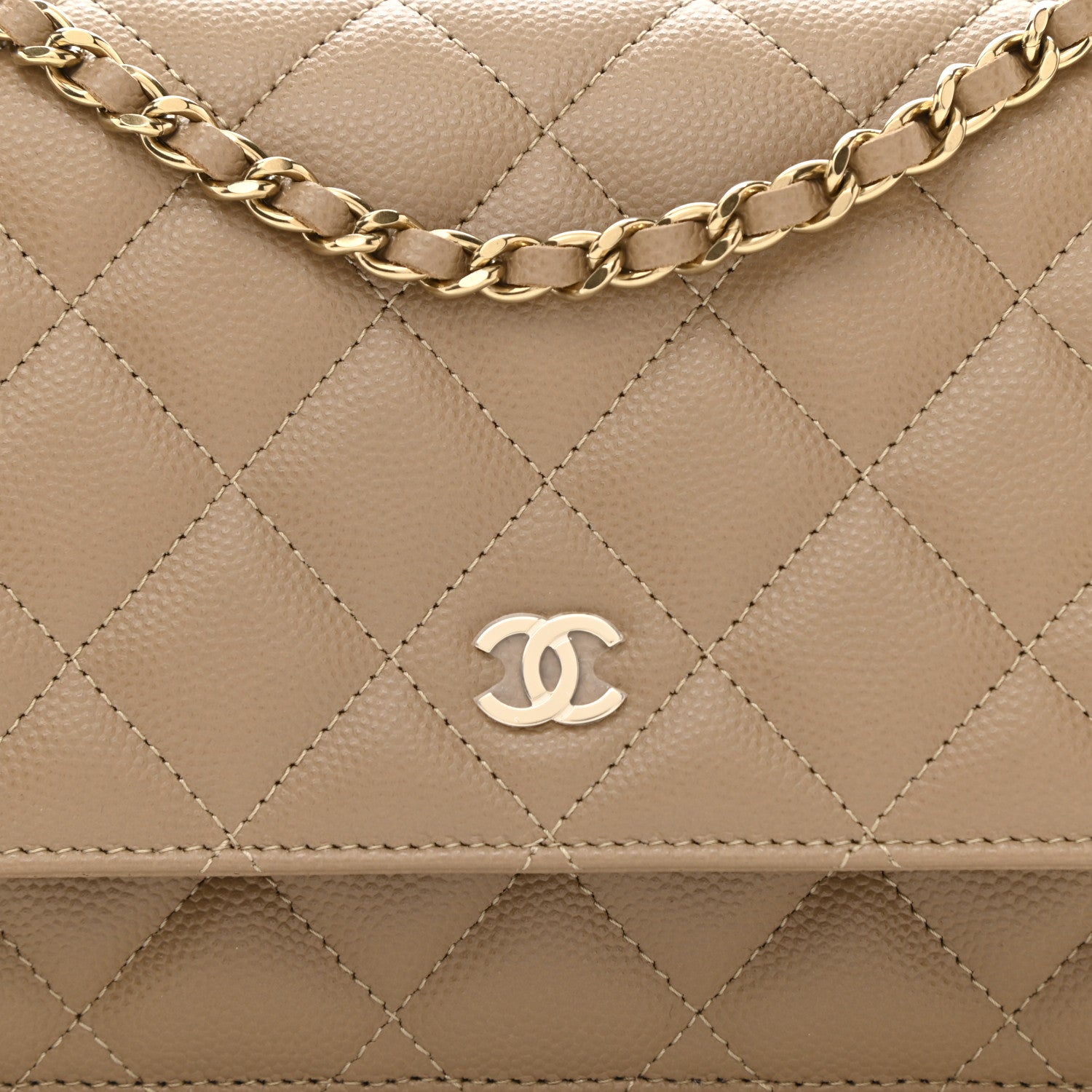 Chanel Caviar Quilted Wallet On Chain WOC Beige 9 of 12
