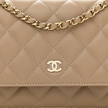 Chanel Caviar Quilted Wallet On Chain WOC Beige 9 of 12