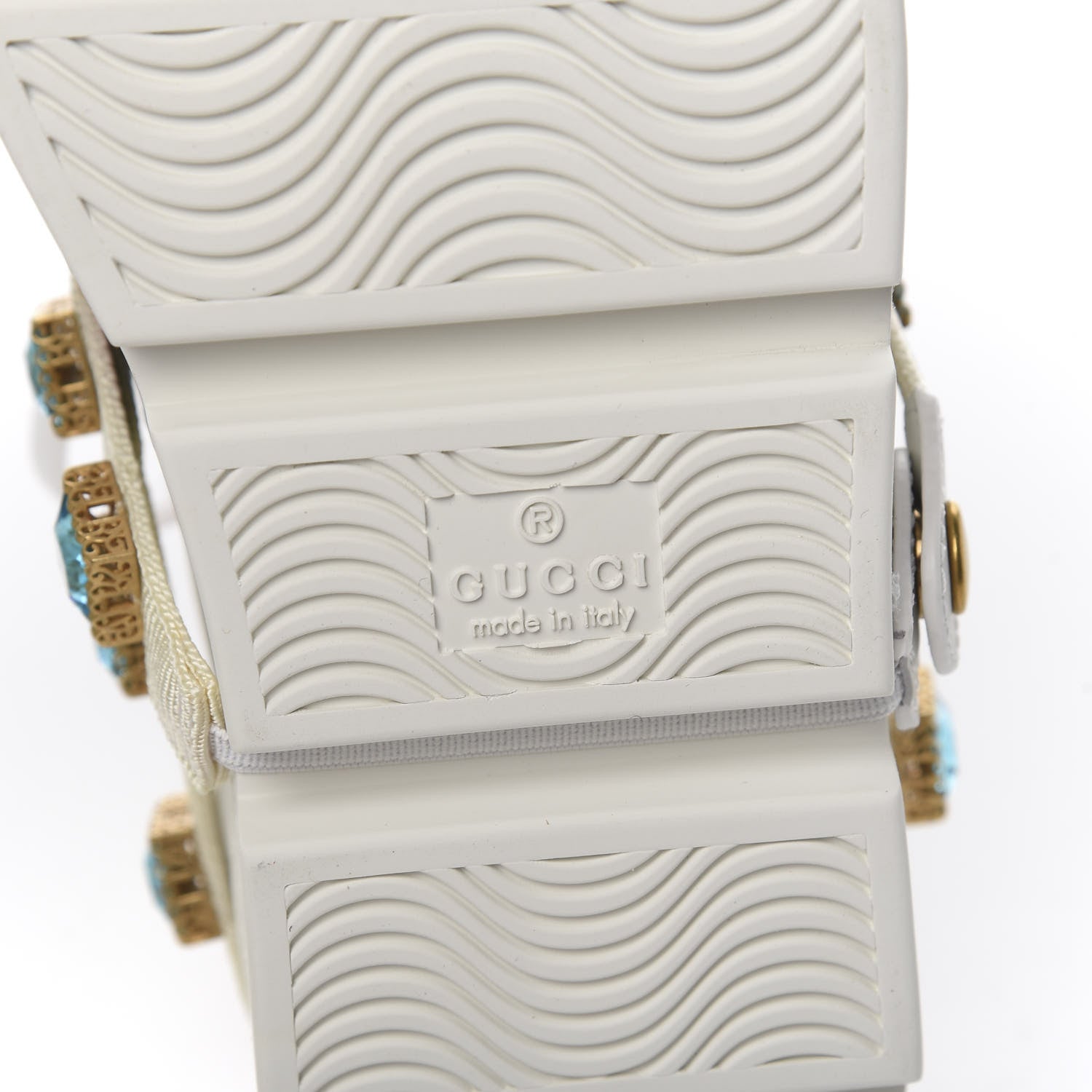 Gucci Calfskin Removable Crystals Bee Embroidered Womens Ace Platform Sneakers 35 White 7 of 11