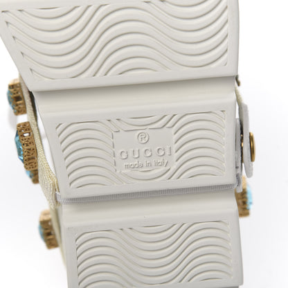 Gucci Calfskin Removable Crystals Bee Embroidered Womens Ace Platform Sneakers 35 White 7 of 11