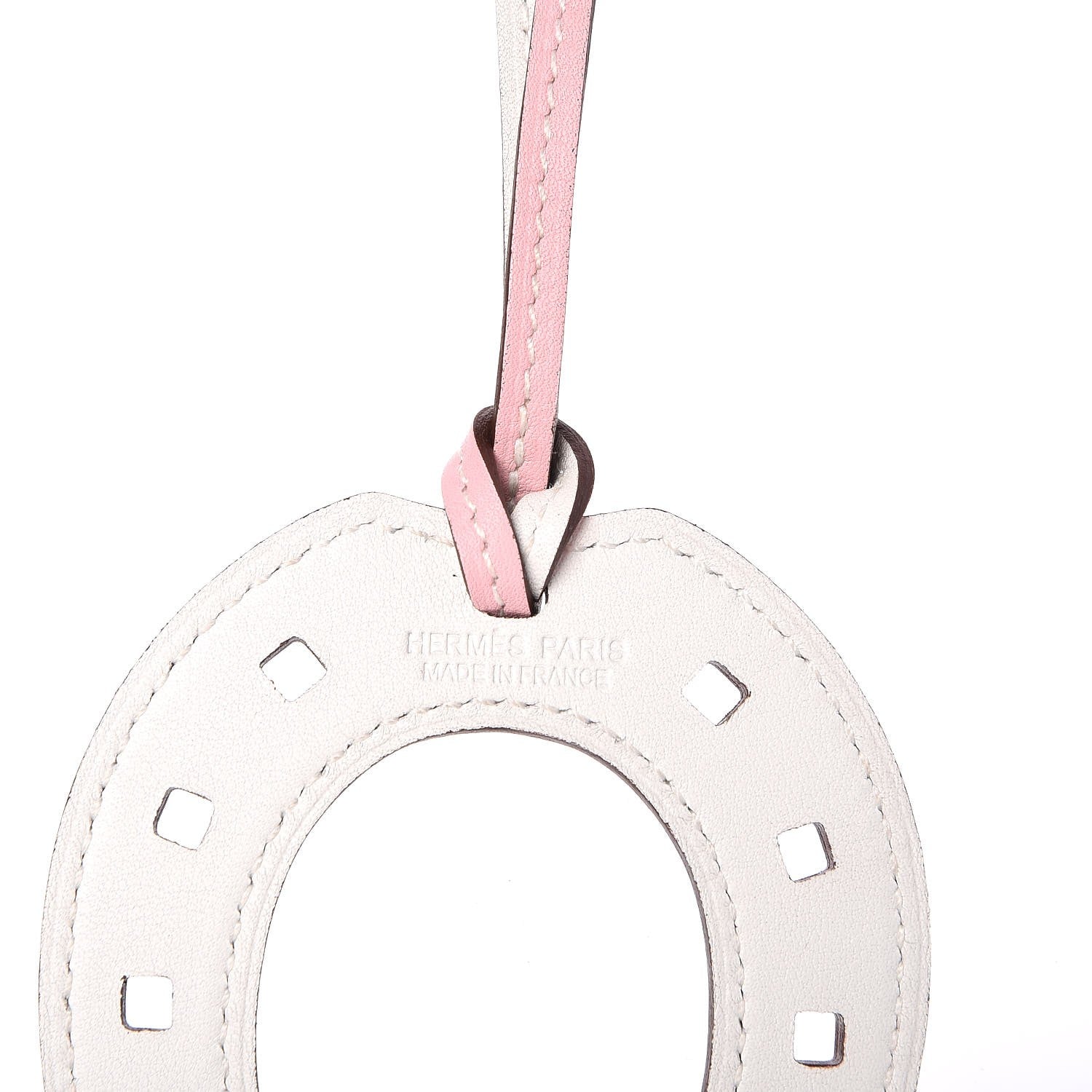 Hermes Swift Paddock Horseshoe Bag Charm Rose Sakura Blanc 3 of 4