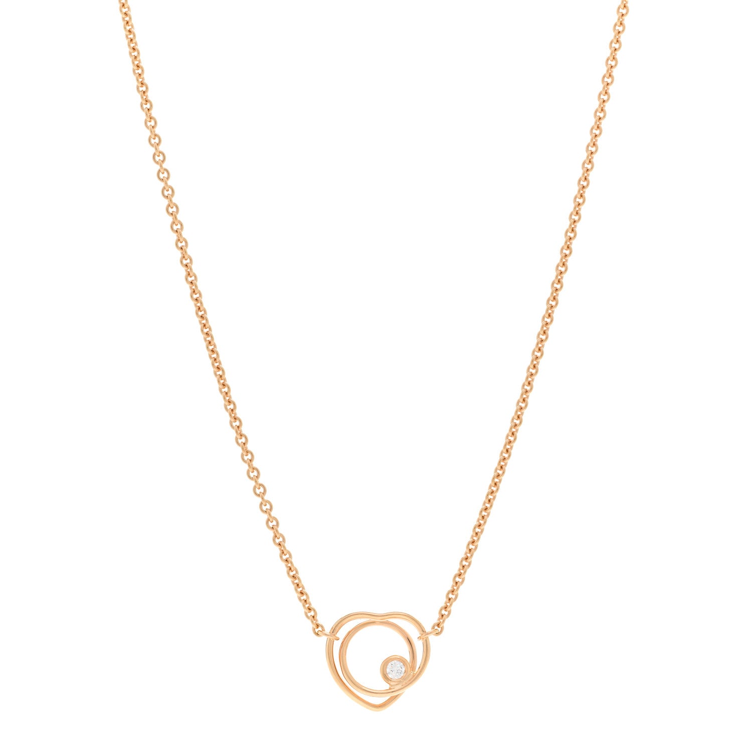 Hermes 18K Rose Gold Diamond TPM Vertige Coeur Necklace ST 1 of 5