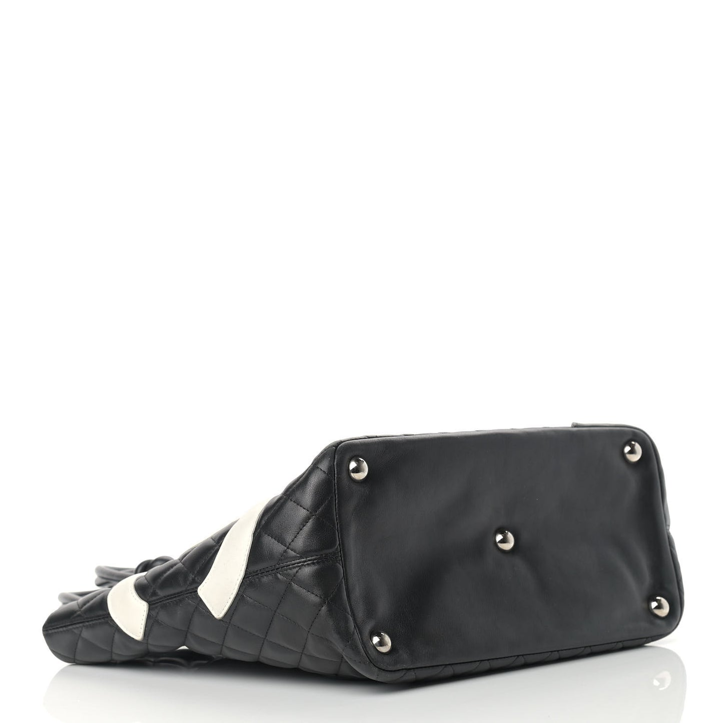 Calfskin Quilted Large Cambon Tote Black White