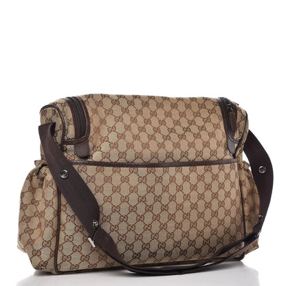 Gucci Monogram Natural Pigskin Large Diaper Bag Beige Ebony Cocoa Dark Chocolate 3 of 11