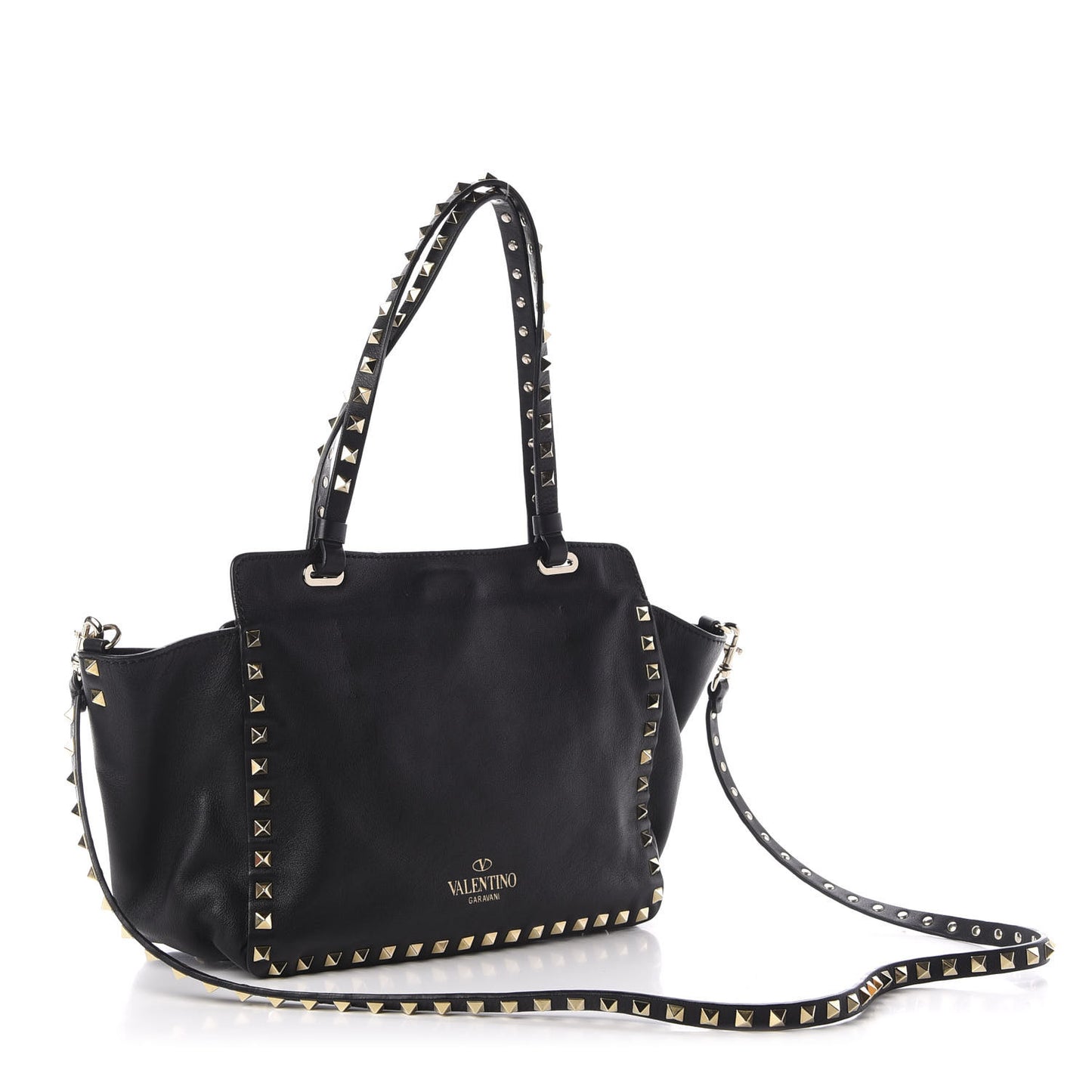 Vitello Small Rockstud Tote Black